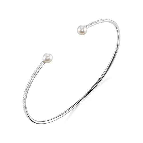 Diamond Pearl Silver Bangle