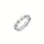 925 Silver Diamond Tiny Plumeria Eternity silver color