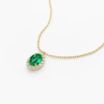 925 Silver Emerald & Diamond Necklace - Image 4