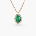 925 Silver Emerald & Diamond Necklace - Image 8