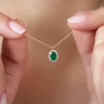 925 Silver Emerald & Diamond Necklace