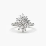 925 Silver Ballerina Baguette Diamond Cluster Ring - Image 6