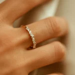 925 Silver Slanted Marquise and Round Diamond Ring - Image 6