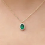 925 Silver Emerald & Diamond Necklace - Image 6