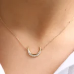 925 Silver Diamond Crescent Moon Necklace - Image 7