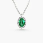 925 Silver Emerald & Diamond Necklace - Image 3