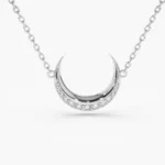 925 Silver Diamond Crescent Moon Necklace - Image 3