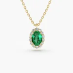 925 Silver Emerald & Diamond Necklace - Image 2