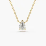 925 Silver Pear Shape Diamond Solitaire Necklaces