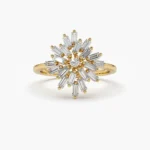 925 Silver Ballerina Baguette Diamond Cluster Ring - Image 5