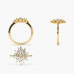 925 Silver Ballerina Baguette Diamond Cluster Ring - Image 9