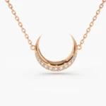 925 Silver Diamond Crescent Moon Necklace - Image 6