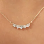 925 Silver Curved Bar Diamond Necklace - Image 5