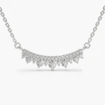 925 Silver Curved Bar Diamond Necklace - Image 4