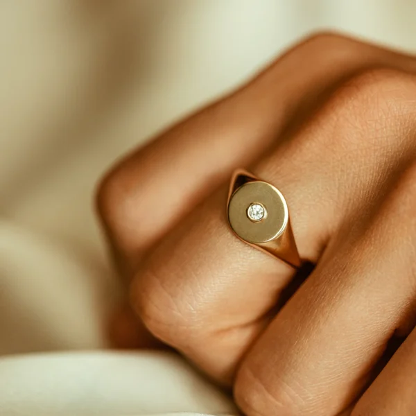 925 Silver Signet Diamond Ring