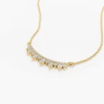 925 Silver Curved Bar Diamond Necklace