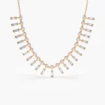 925 Silver Baguette and Round Diamond Statement Piece Necklace - Image 2