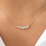 925 Silver Curved Bar Diamond Necklace - Image 2