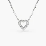 925 Silver Tiny Diamond Heart Necklace - Image 3
