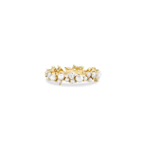 925 Silver Diamond Pearl Cocktail Eternity Ring