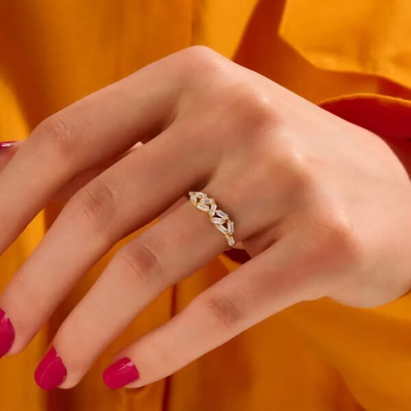 925 Silver Baguette Cut Diamond Cluster Ring