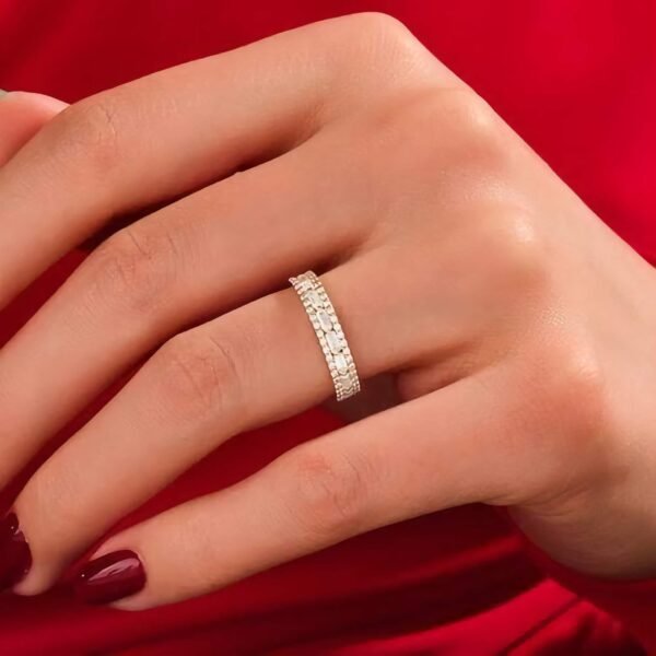 925 Silver Baguette Diamond Bold Eternity Ring