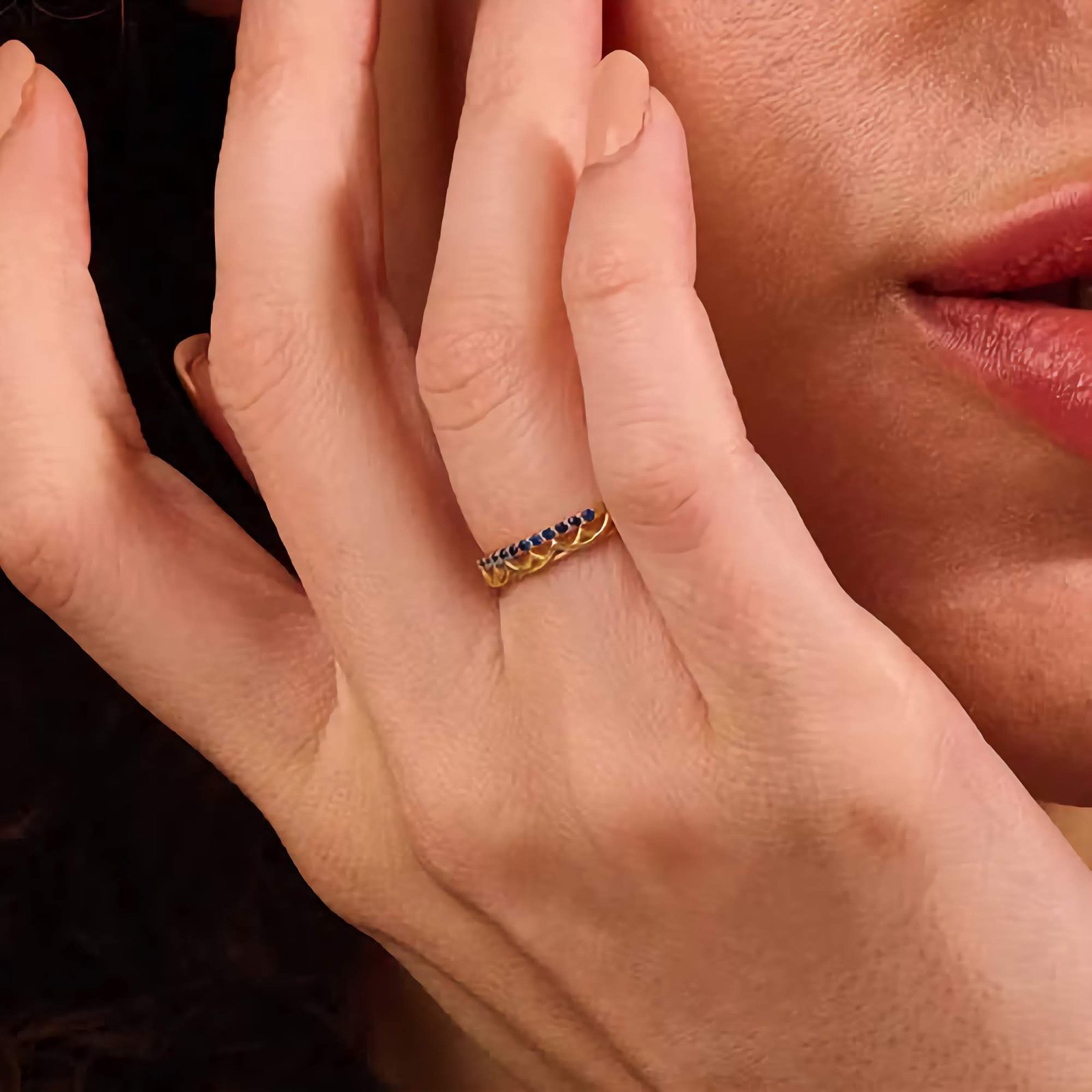 925 Silver Sapphire Celtic Wedding  Ring - Image 1