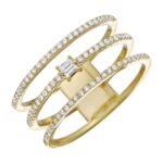 925 Silver Triple Row Baguette Diamond Ring - Image 4