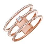 925 Silver Triple Row Baguette Diamond Ring - Image 2