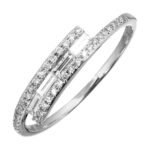 925 Silver Twist Baguette and Round Diamond Ring - Image 2