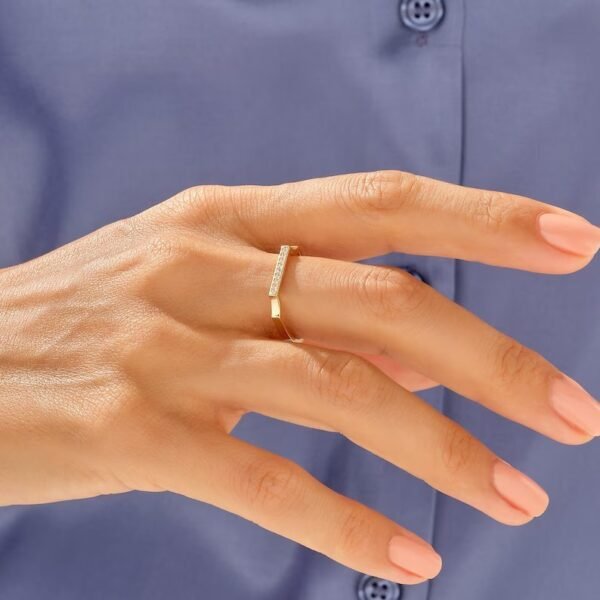 925 Silver Minimal Bar Signet Ring